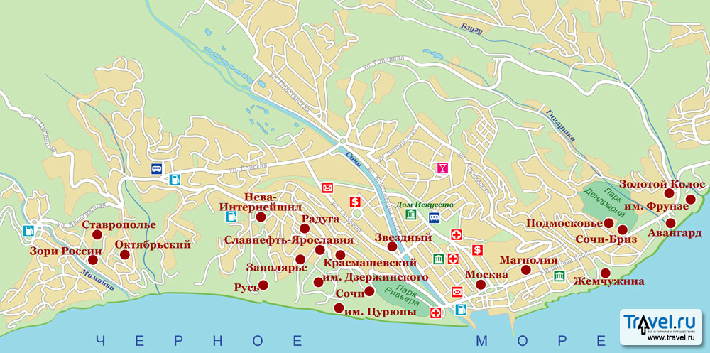 Карта сочи санатории и пансионаты